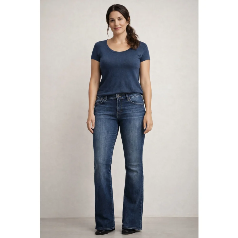 Hudson Beth Baby Boot Jeans Size 30 Stretch Denim Low Rise Bootcut Blue - Picture 2 of 11